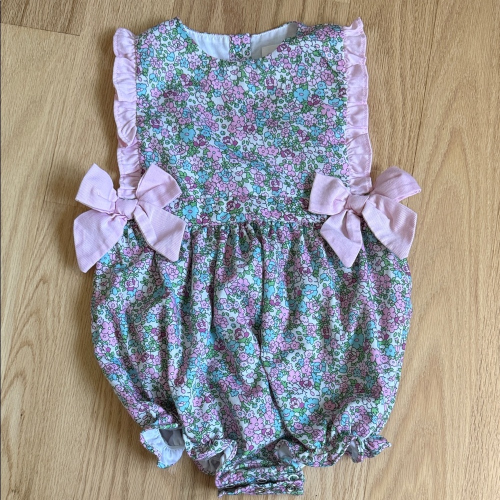 Floral Kids One Piece Bodysuit with Pink Accents